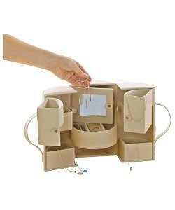 Leather Effect Small Cream Jewellery Box