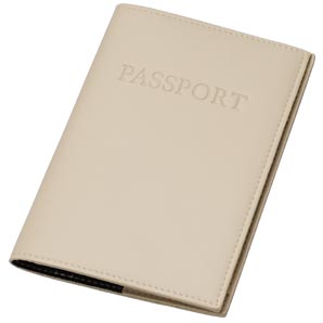 Leather Passport Holder- Cream