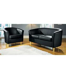 Leather Tub Chair - Black
