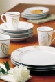 Traditional style. Comprises: 4 mugs, saucers, dinner plates, soup/cereal bowls. Green
