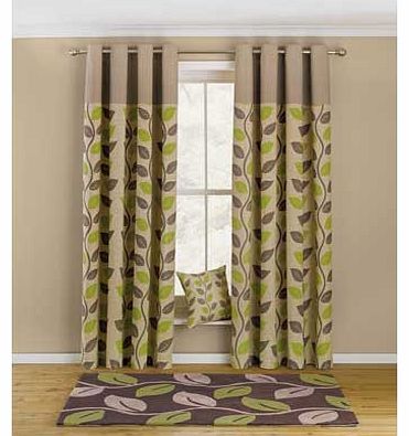 Unbranded Leaves Curtains 117x183cm - Green