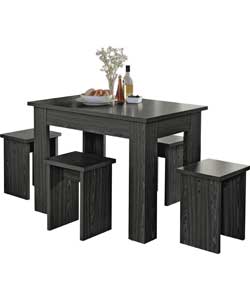 Unbranded Legia Black Space Saving Dining Table and 4 Stools