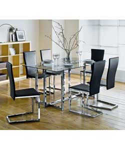 Unbranded Leila Glass and Chrome Table and 6 Chairs