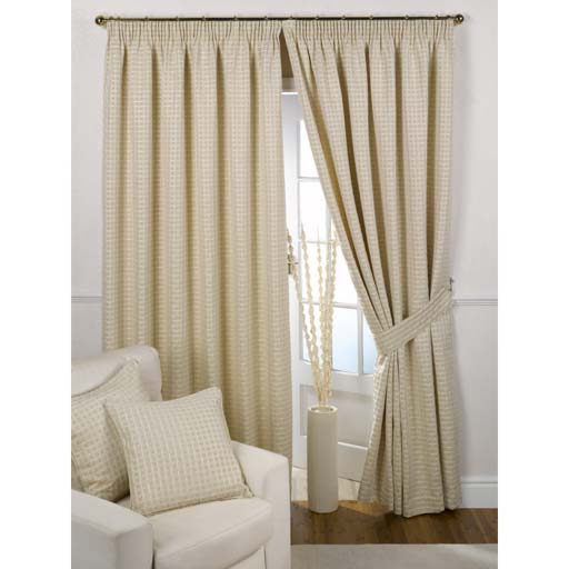 Unbranded Leona Jacquard Fully Lined Curtains - Natural