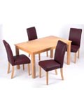 The Lexington Dining Setis afantastic beech finish table with 4 leather look chairs featuring
