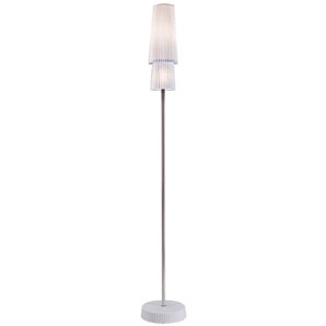 Slim floorlamp with a double porcelain pleated shade. Designed by Sir Terence Conran