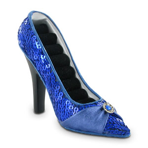 Unbranded Light Topez Blue Sequin Stiletto Shoe Ring Holder
