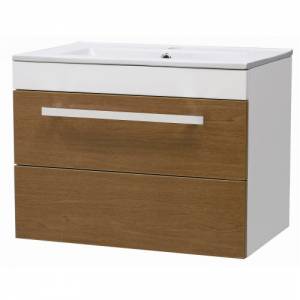 Unbranded Light Wood 600mm Wall Mounted Basin and Cabinet