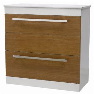 Unbranded Light Wood 800mm Floor Mounted Basin and Cabinet