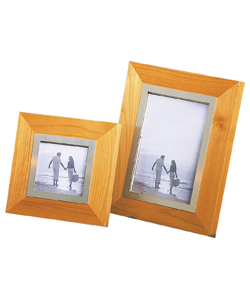 Light Wood and Chrome Photo Frame Set