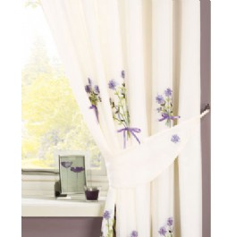 Unbranded LILAC BOUQUET LINED VOILE CURTAINS