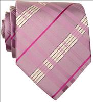 Unbranded Lilac Check Silk Tie by Simon Carter