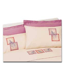 Lilac Fern Embroidered King Size Duvet Cover Set