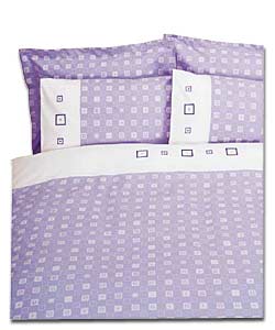 Lilac Simply Squares Double Duvet Cover Set