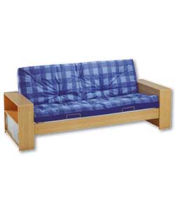 Lille Futon and Blue Check Mattress