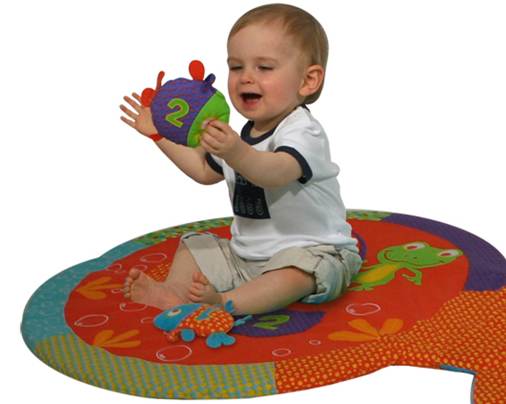 The Lilypad Playmat is a soft, padded fabric 3 part activity mat with detachable padded fabric arche