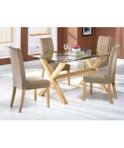 Lima Dining Table and 4 Debbie Faux Suede Dining Chairs