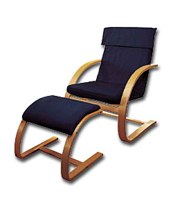 Lind Bentwood Blue Chair & Footstool