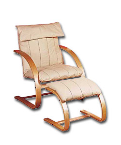 Lind Leather Bentwood Chair and Footstool - Natural