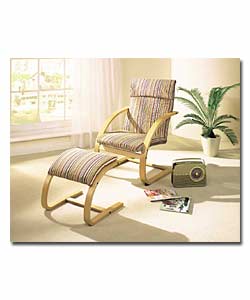 Lind Stripe Bentwood Chair and Footstool