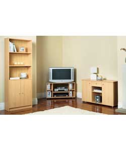 Beech effect. Corner TV video unit. Silver effect