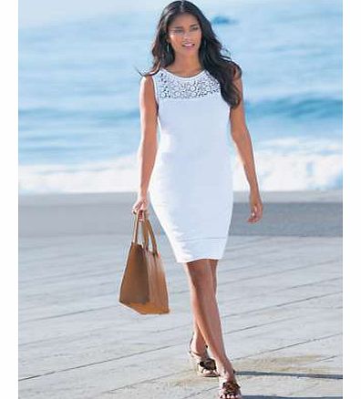 Unbranded Linen Rich Crochet Trim Dress