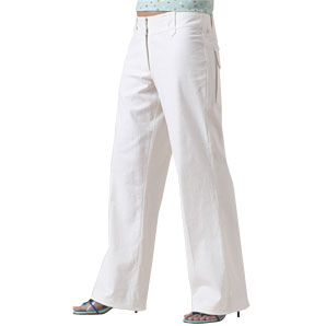 Easy cut low-rise linen mix trousers with wide wai
