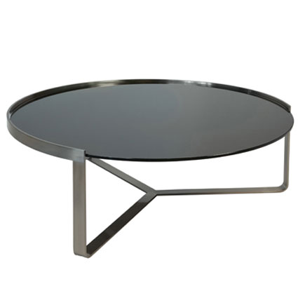 Unbranded Link Round Black Glass Coffee Table