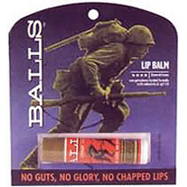 No guts, no glory, no chapped lips. General issue non-petroleum herbal formula. SPF 18. 4.2g balm.