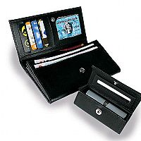 Ladies black leather purse and lipstick holder whi