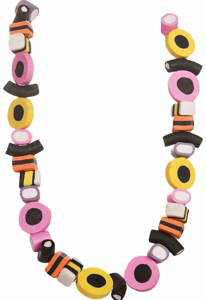 Yum yum, this delicious Liquorice Allsorts necklace looks good enough to eat! NOT SUITABLE FOR HUMAN CONSUMPTION