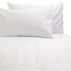 Little Flower Duvet Cover- White / Green- Kingsize