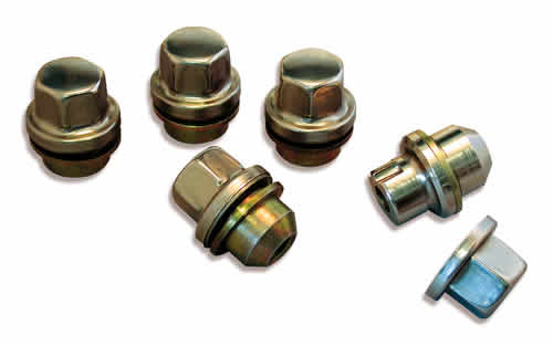 Locking wheel nut set for steel wheels (not shown)