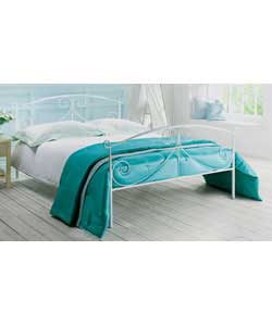 Metal frame with a white powder coated finish.Size (W)147.5, (L)197.5, (H)100.5cm.30cm clearance bet