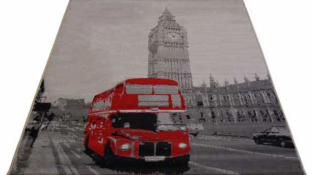 This fantastic rug incorporates a quirky. retro. London bus design. Extremely hardwearing. this rug is suitable for all areas of the home. 100% polypropylene. Non-slip backing. Clean with a sponge and warm soapy water. Size L120. W170cm. Weight 2.86k