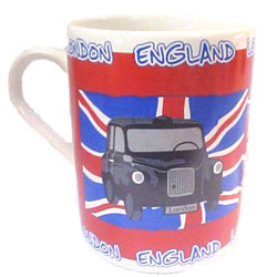 Dishwasher safe ceramic mug, illustrated with a fun London taxi design. Makes a great souvenier