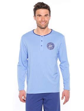 Unbranded Long-Sleeved Grandad-Style Pyjama T-shirt