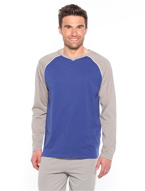 Unbranded Long-Sleeved V-Neck Pyjama T-shirt