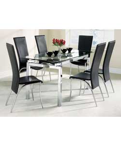 Loretta Glass Table and 6 Judie Chairs