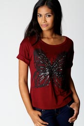Unbranded Lottie Butterfly Sequin Print T-shirt