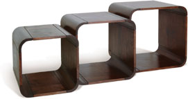 Unbranded Lounge Walnut Round Cube Set of Three