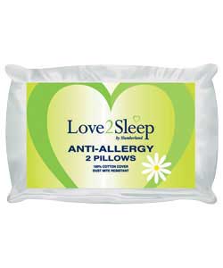 Unbranded Love2Sleep Pair of Anti-Allergy Pillows