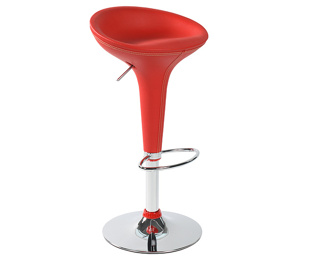 Unbranded Low Back Bonded Leather Bar Stool - Red