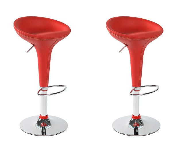 Unbranded Low Back Leather Bar Stool x 2 - Red and Red Save andpound;10