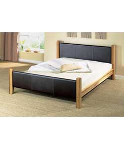 Luna Oak/Leather Bedstead with Deluxe Mattress