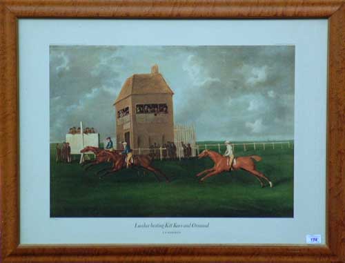 Unbranded Lurcher beating Kit Karr - Print of a famous Jockey Club painting