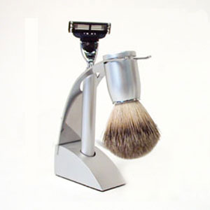 Mach 3 Razor & Badger Shaving Brush Gift Set With Stand - size: Single