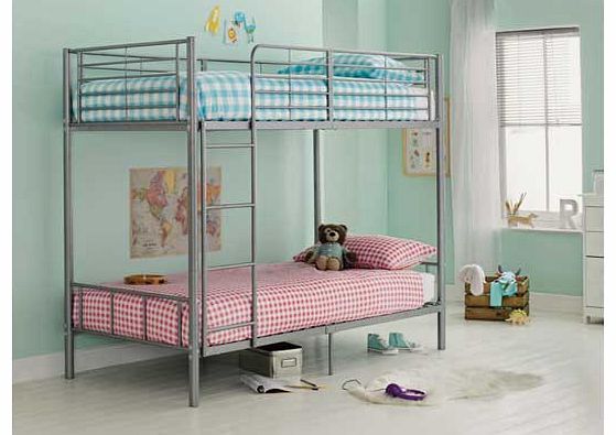 Part of the Madison collection. this metal frame bunk bed is perfect for families with young children or simply as a spare bed for sleepovers. The bed can be assembled with the ladder positioned at either end. Plus the 23cm of floor clearance underne
