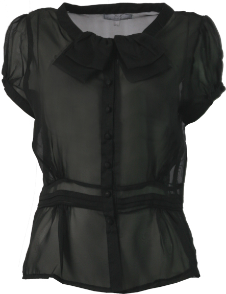 Chiffon bow neck pleat waist blouse. 100 Polyester. length 57cms at back.