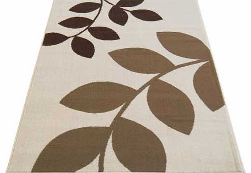 Fantastic value leaf design rug. woven in a durable polypropylene pile. Suitable for all areas of the home. Also suitable for surface shampoo clean. 100% polypropylene. Woven backing. Size L170. W120cm.